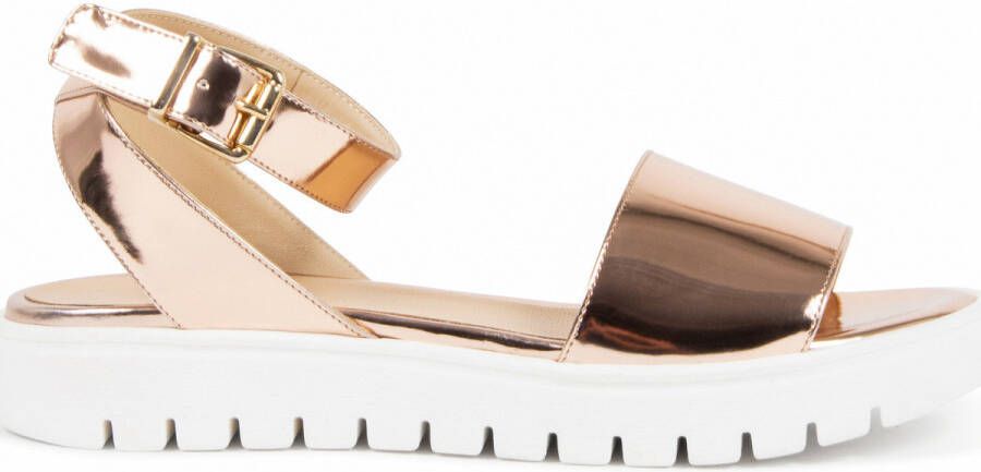 Dee Ocleppo Sandalen metallic rosegouden plateausandaal met gesp