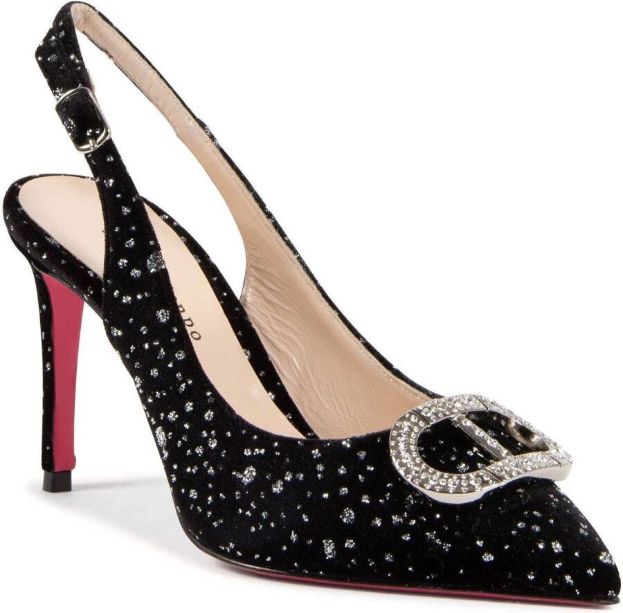 Dee Ocleppo Sandalen Crystal Buckle Slingback Pumps Glitter Fluweel Stijl