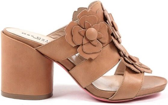 Dee Ocleppo Sandalen Floral Mule Sandalen Lederen Muiltjes Tan Hakken