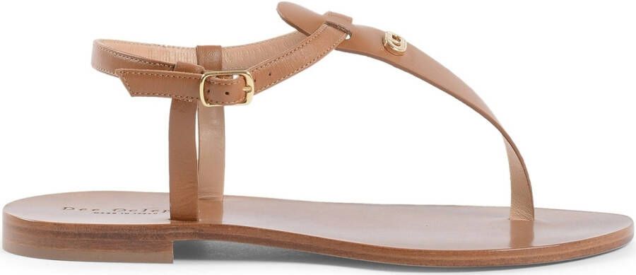 Dee Ocleppo Teenslippers Anfisa Leren String Sandalen Tan