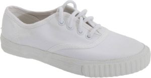 Dek Kinderen Unisex Junior Lace White Canvas Gym Plimsolls (Wit)