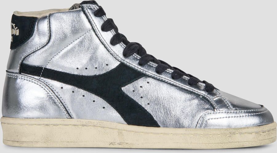 Diadora Prestige Hoog Metaal Zilver Leren Sneakers - Foto 2