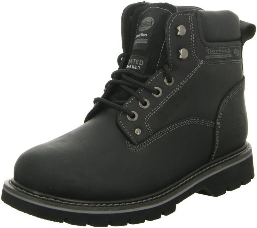 Dockers by Gerli Heren Winter Laarzen Schoenen Boots Gevoerd Leer Zwart 23DA104