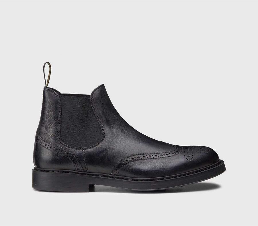 Doucal's Zwarte Leren Enkellaarzen met Elastische Zijkanten Black Heren - Foto 2