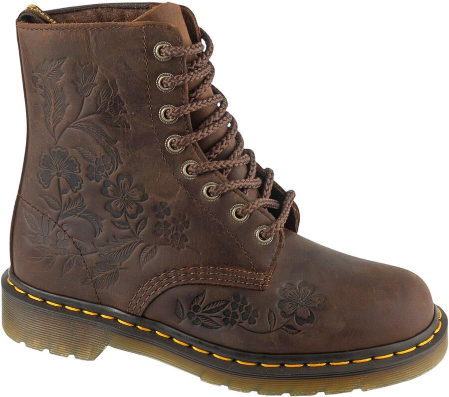 Dr. Martens 1460 Pascal Emboss Flora leren veterboots met print donkerbruin