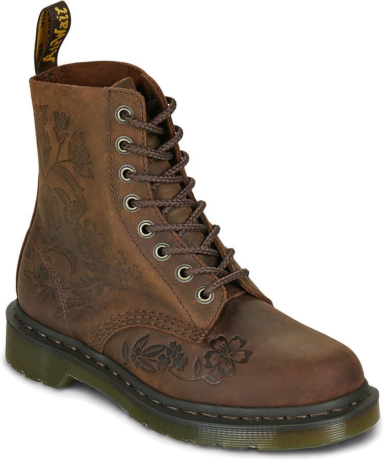 Dr. Martens 1460 Pascal Emboss Flora leren veterboots met print donkerbruin - Foto 4