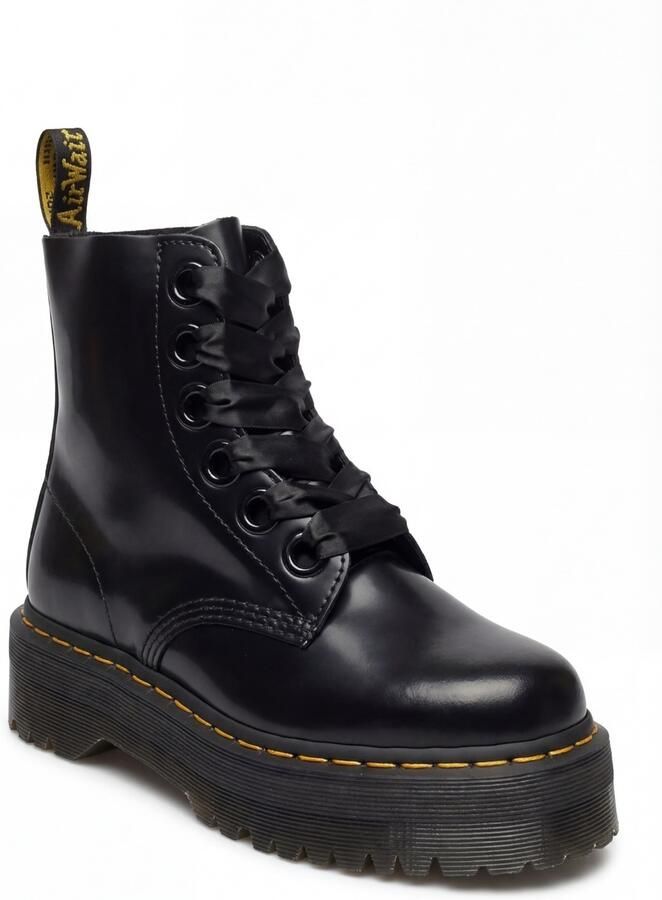 Dr. Martens Zwarte Leren Platformlaars met Decoratieve Stiksels Black Dames - Foto 7