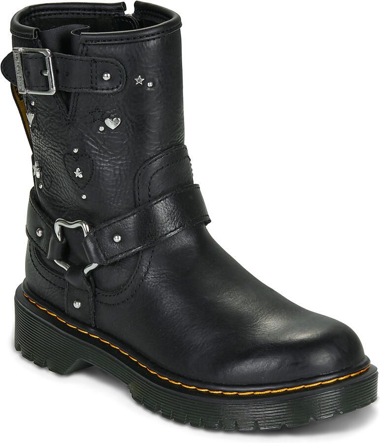 Dr. Martens Genaya Hs J leren enkelboots met profielzool en studs zwart - Foto 4