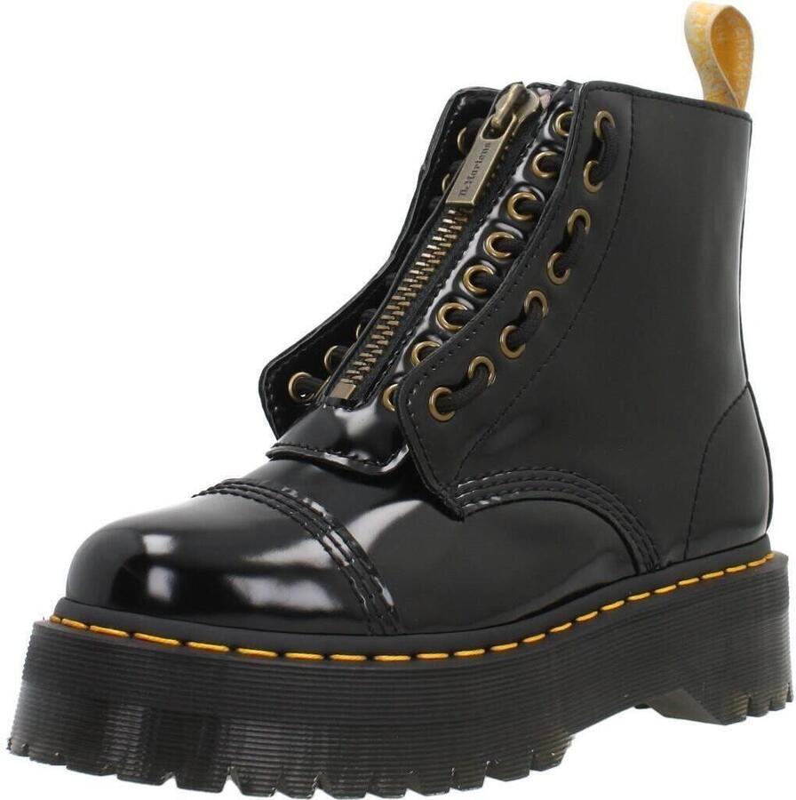 Dr. Martens Vegan Enkellaarzen met Glanzende Afwerking Black Dames - Foto 6
