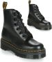 Dr. Martens Zwarte Leren Platformlaars met Decoratieve Stiksels Black Dames - Thumbnail 3