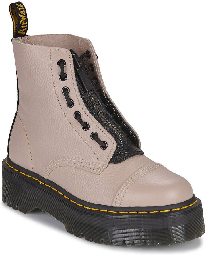 Dr. Martens Zwarte dameslaarzen met verwijderbare rits en gele stiksels Beige Dames - Foto 3