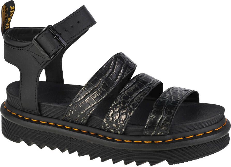 Dr. Martens Zwarte platte sandalen met krokodillenprint Black Dames - Foto 3