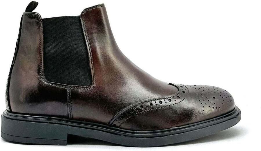 Duca di Morrone Stijlvolle leren enkellaarzen met laseruitsnijding