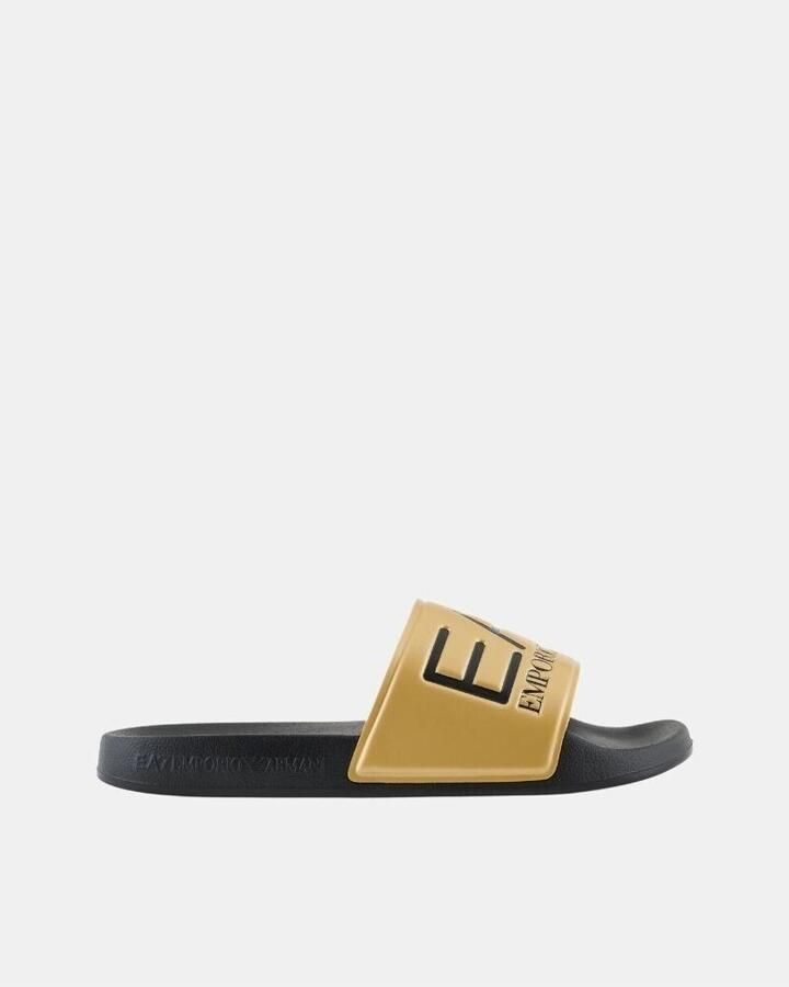 Ea7 Emporio Armani Teenslippers Visibility Logo Slides Shiny Gold Black - Foto 4