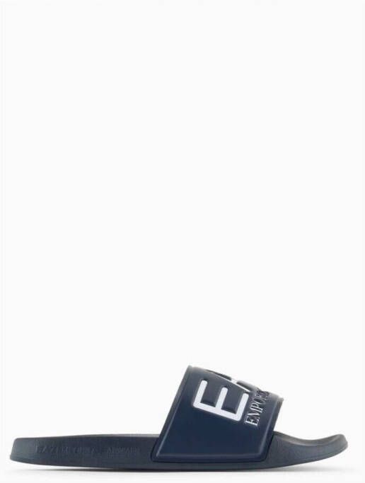 Ea7 Emporio Armani Teenslippers Visibility Logo Slides Navy Blue - Foto 3