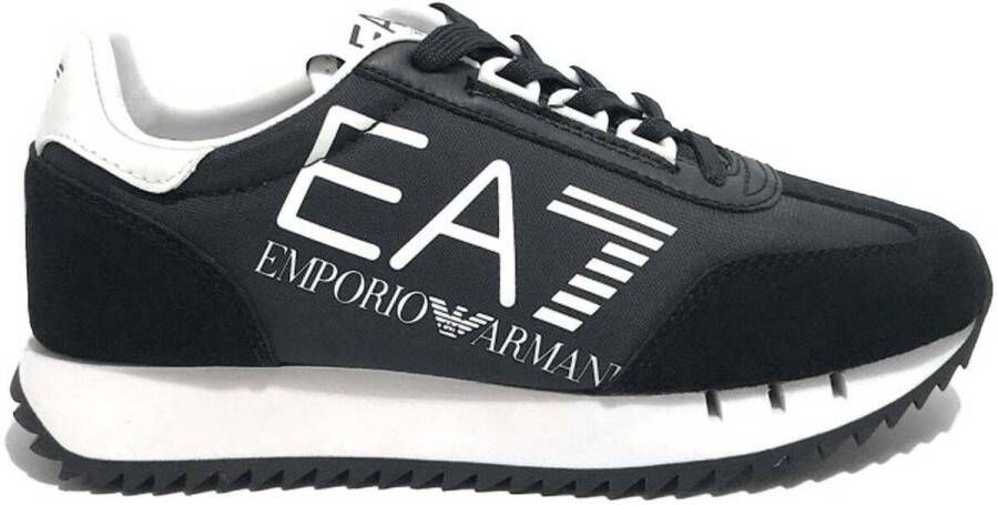 Ea7 Emporio Armani Lage Sneakers Runner Trainers Black White Black