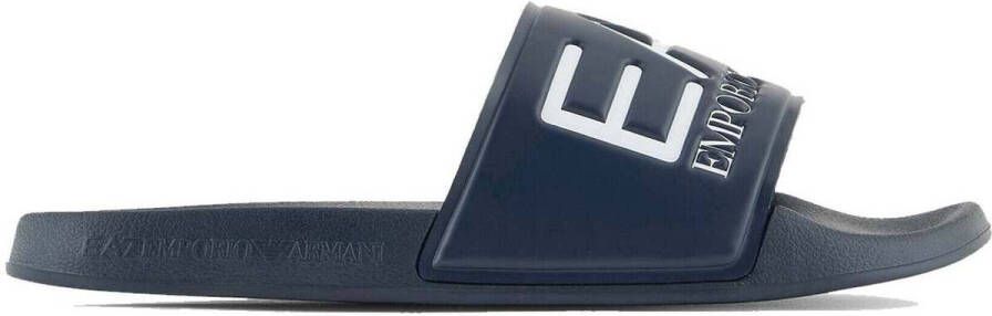 Ea7 Emporio Armani Teenslippers Visibility Logo Slides Navy Blue
