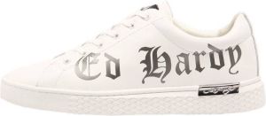 Ed Hardy Sneakers Script low top white-gun metal