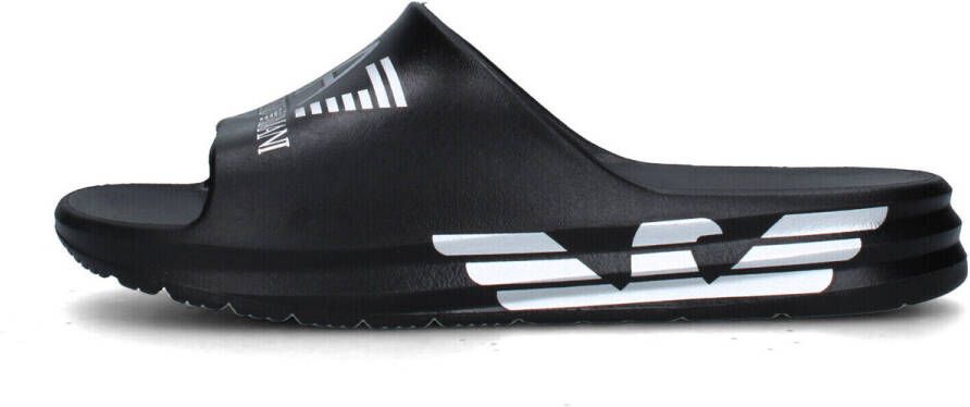 Emporio Armani EA7 Heren Zwarte Zilveren Rubberen Slipper Black Heren - Foto 4
