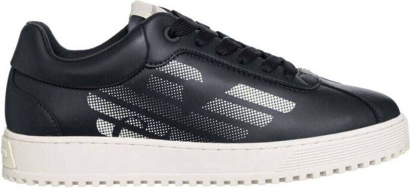 Emporio Armani Blauwe Logo Print Sneakers Blue Heren