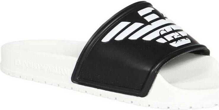 Emporio Armani Logo Print PVC Mules Zwart Wit Black Unisex - Foto 4