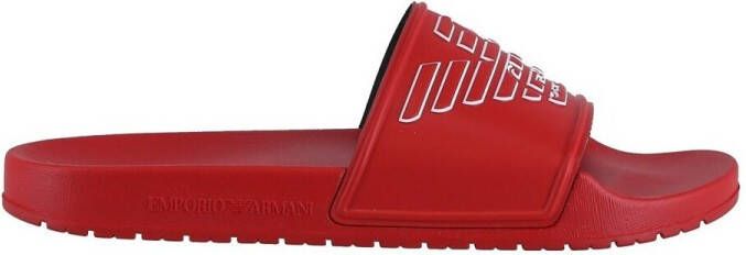 Emporio Armani Gedurfde Logo Print PVC Sliders Red Unisex - Foto 2