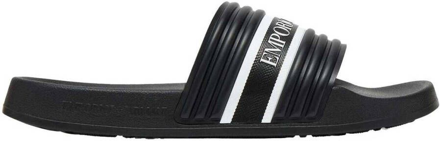 Emporio Armani Teenslippers Logo Tape Slides Black White