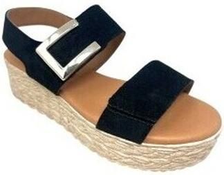 Eva Frutos Sandalen met sleehak Sandalia señora 724 negro