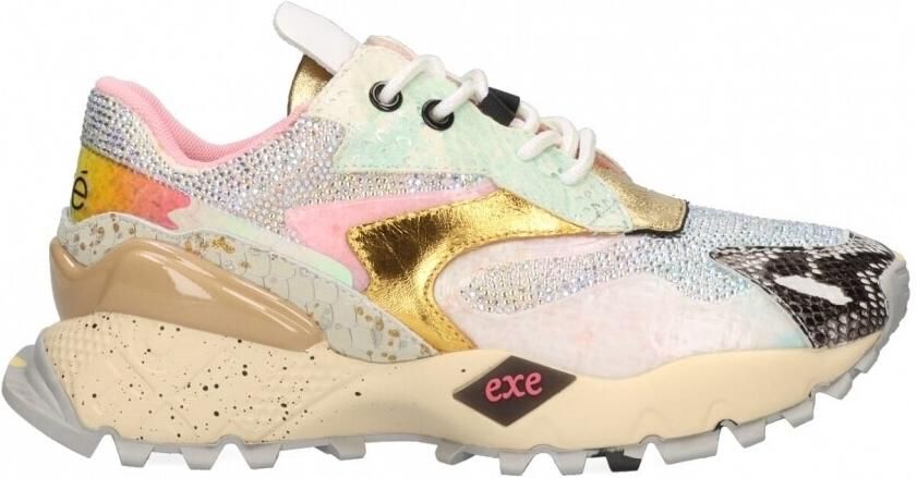 Exé Shoes Lage Sneakers EXÉ Sneakers 134-8 Gold White Pink Leather