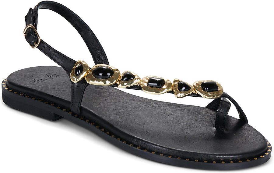 Exé Shoes Platte sandalen 557 IRENE-LEATHER-BLACK