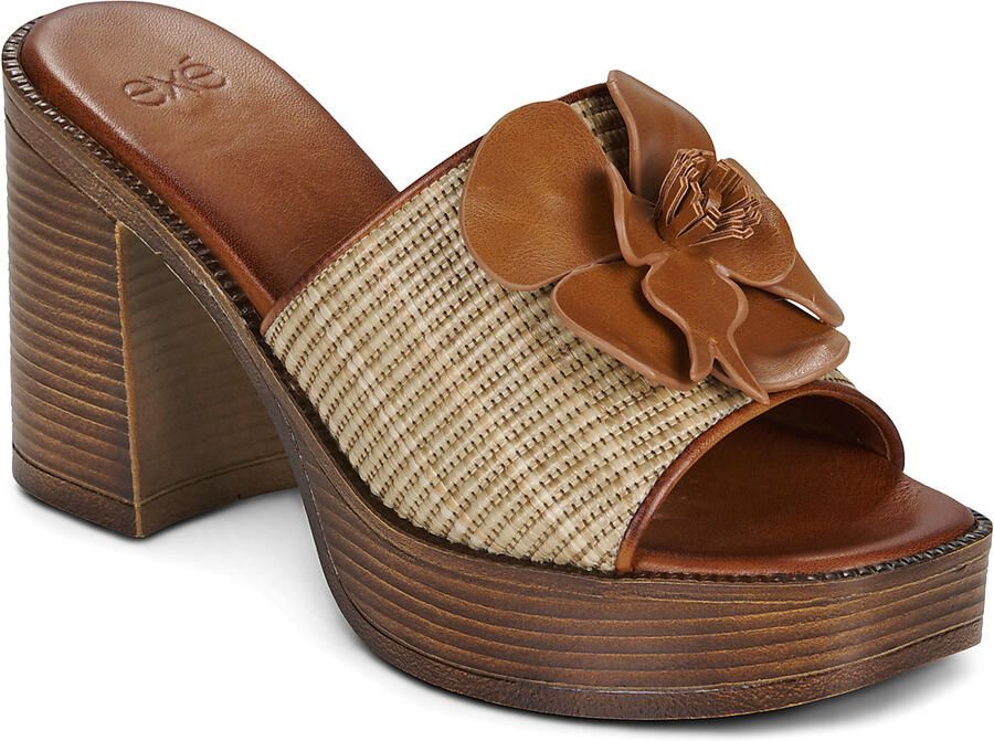 Exé Shoes Slippers 595 CECILIA-RAFFIA-BEIGE-TAN