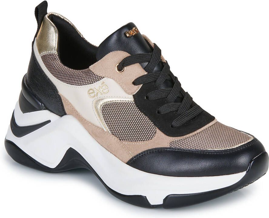 Exé Shoes Lage Sneakers 106-22WEX123-PU-BLACK-BEIGE