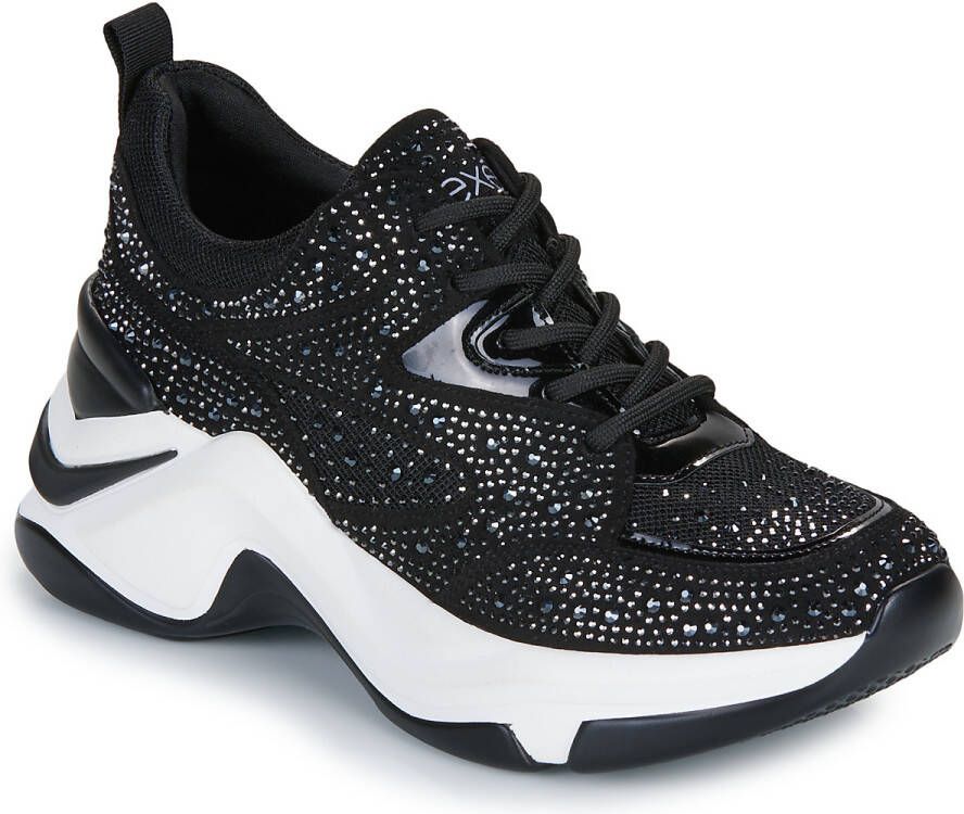 Exé Shoes Lage Sneakers 106-52EX21-STRASS-BLACK-WHITE