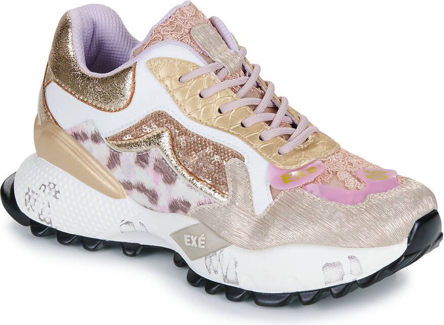 Exé Shoes Lage Sneakers D190608-13-PU-BEIGE-PINK