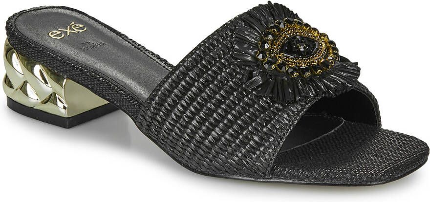 Exé Shoes Slippers KATY-424-RAFFIA-BLACK