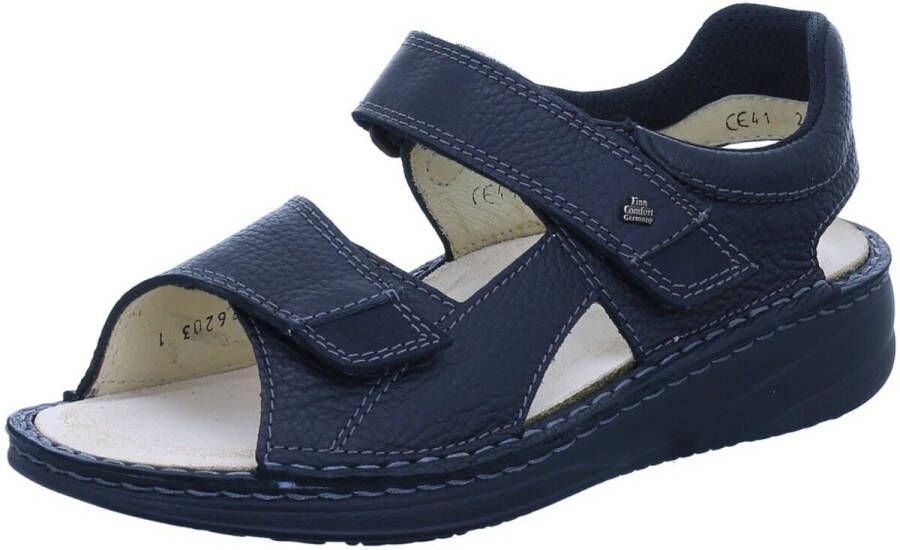 Finn Comfort Zoccoli Asinara 05006 - Pelle Nera, Taglia 40, Larghezza Media, Tacco Zeppa 2,5 Cm, Antiscivolo, Con Velcro
