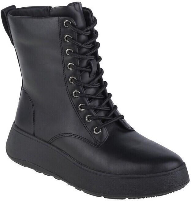 FitFlop F-mode Leather Lace-up Flatform Ankle Laarzen Zwart Vrouw - Foto 4