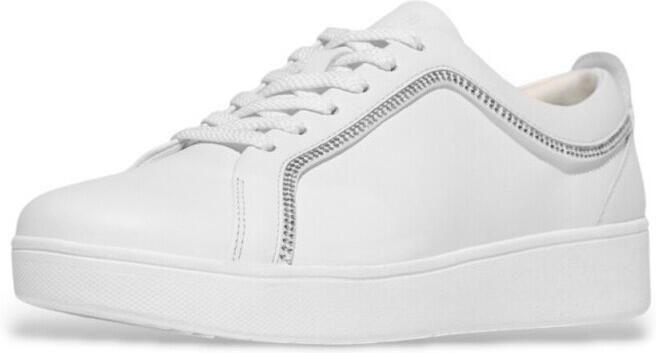 FitFlop Rally Crysal Trim Leather Schoenen Wit Vrouw