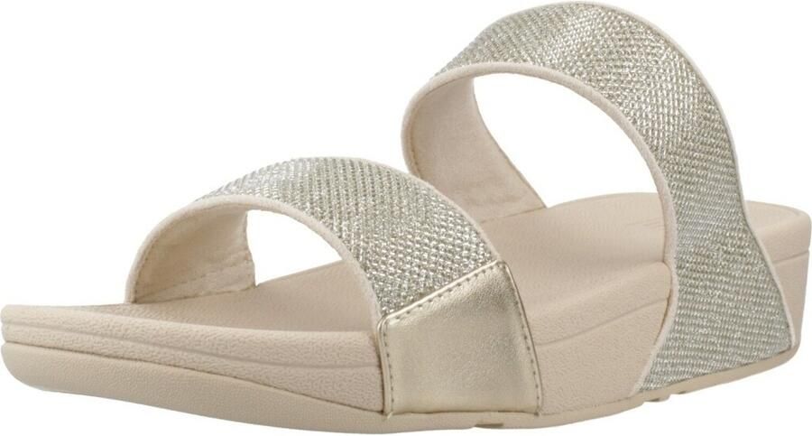 FitFlop Lulu Shimmerglitz Slides Dames Slippers Metallic Beige - Foto 6