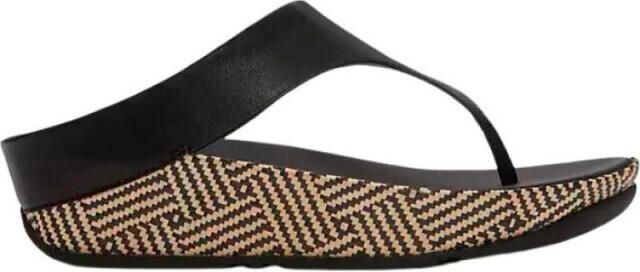 FitFlop Lulu Lux Graphi Weave Leather Toe-Post Sandals Dames Sandalen Zwart - Foto 8