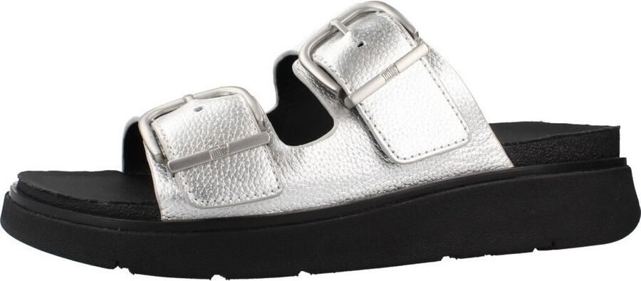 FitFlop Gen-FF Buckle Tumbled-Leather Two-Bar Slides ZILVER - Foto 4
