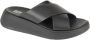 FitFlop Slippers F-MODE LEATHER FLATFORM CROSS SLIDES All Black - Thumbnail 6