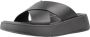 FitFlop Slippers F-MODE LEATHER FLATFORM CROSS SLIDES All Black - Thumbnail 4