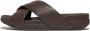 FitFlop Surfer Mens Tumbled-Leather Cross Slides ZWART - Thumbnail 2