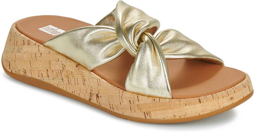 FitFlop Slippers F-Mode Leather-Twist Flatform Slides (Cork Wrap)