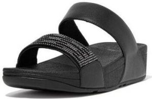 FitFlop Slippers LULU LASERCRYSTAL LEATHER SLIDES ALL BLACK