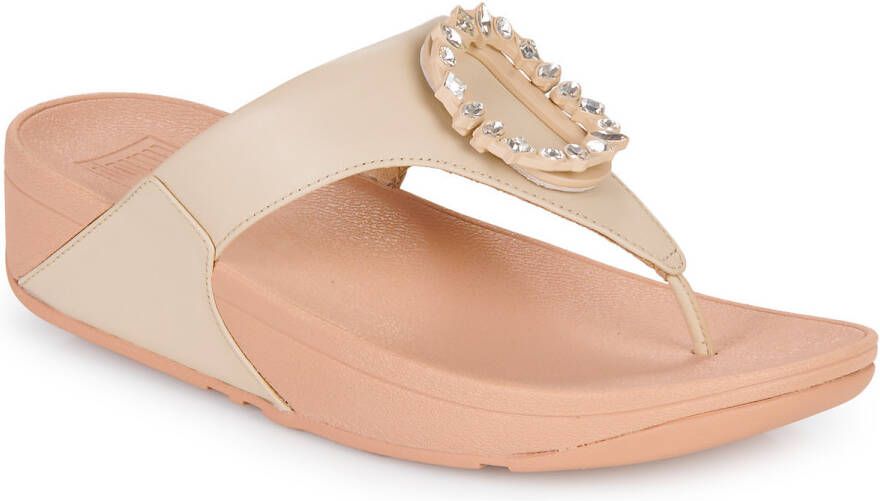 FitFlop Teenslippers LULU CRYSTAL-CIRCLET LEATHER TOE-POST SANDALS