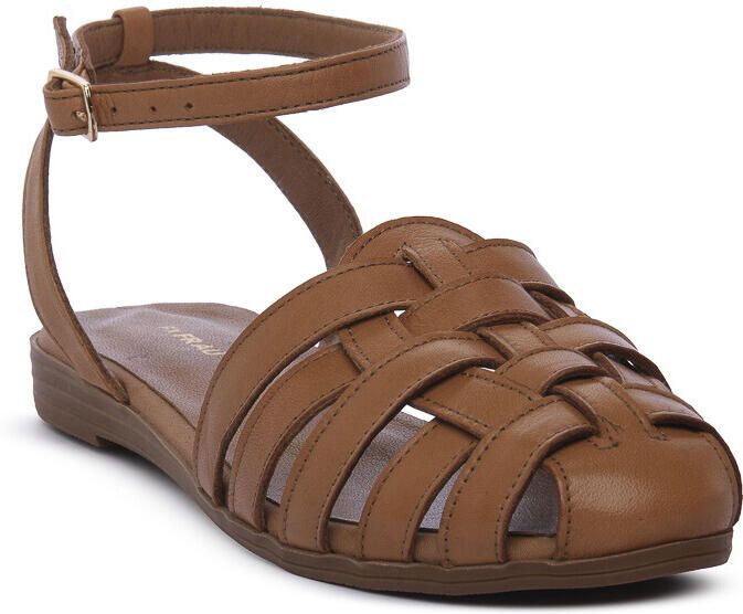 Frau Platte sandalen FEATHER CARAMELLO