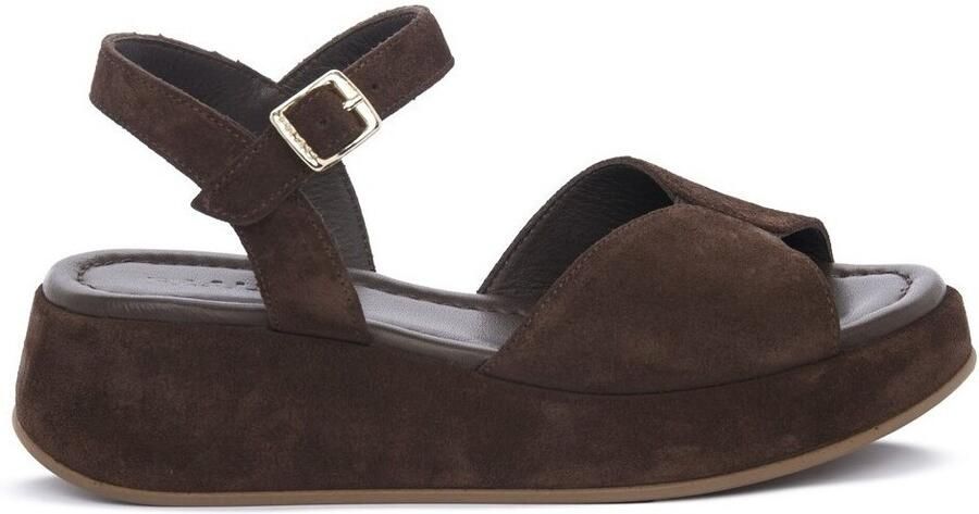 Frau Sandalen met sleehak VELOUR CACAO - Foto 2