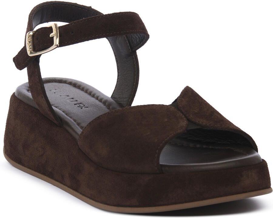 Frau Sandalen met sleehak VELOUR CACAO